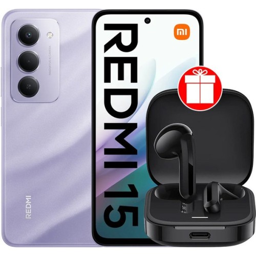 Xiaomi Redmi 15 4G 6GB/128GB международная версия (фиолетовый) + наушники Xiaomi Redmi Buds 6 Active M2344E1 (черный) по акции