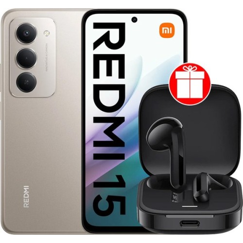Xiaomi Redmi 15 4G 6GB/128GB международная версия (титановый) + наушники Xiaomi Redmi Buds 6 Active M2344E1 (черный) по акции