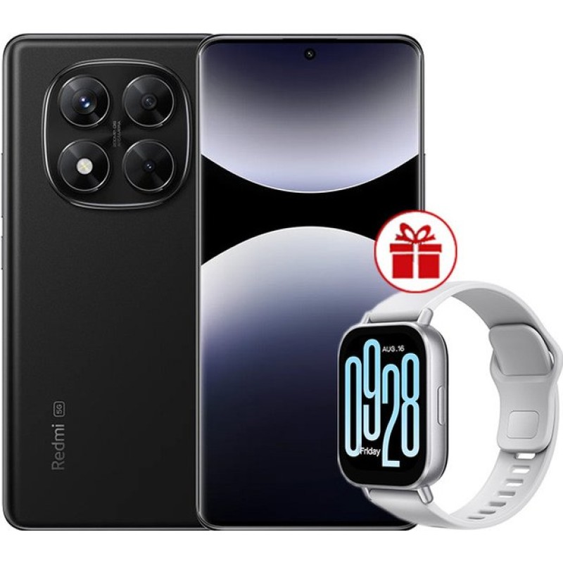 Xiaomi Redmi Note 14 Pro 5G 12GB/256GB международная версия (черный) + умные часы Xiaomi Redmi Watch 5 Active (серебристый) по акции