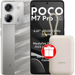 POCO M7 Pro 5G 8GB/256GB международная версия (серебристый) + пауэрбанк Xiaomi Power Bank P15ZM 10000mAh (бежевый) по акции