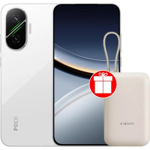 POCO F7 12GB/256GB международная версия (белый) + пауэрбанк Xiaomi Power Bank P15ZM 10000mAh (бежевый) по акции